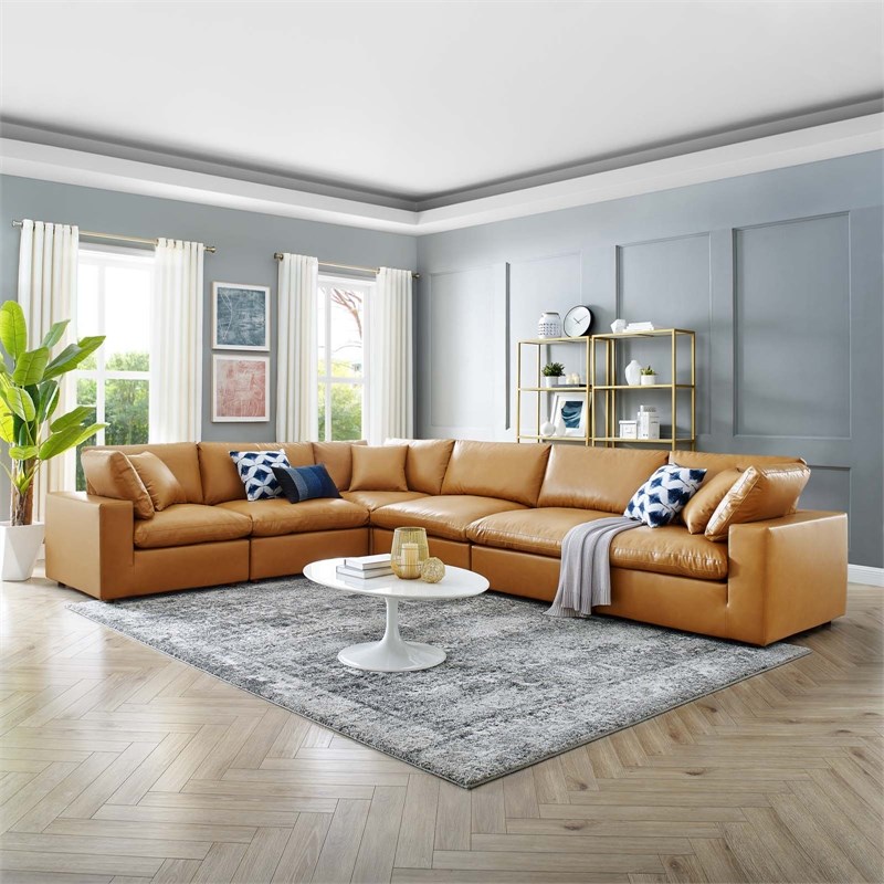 Modway Commix 6Piece Down Filled Overstuffed Vegan Leather Sectional