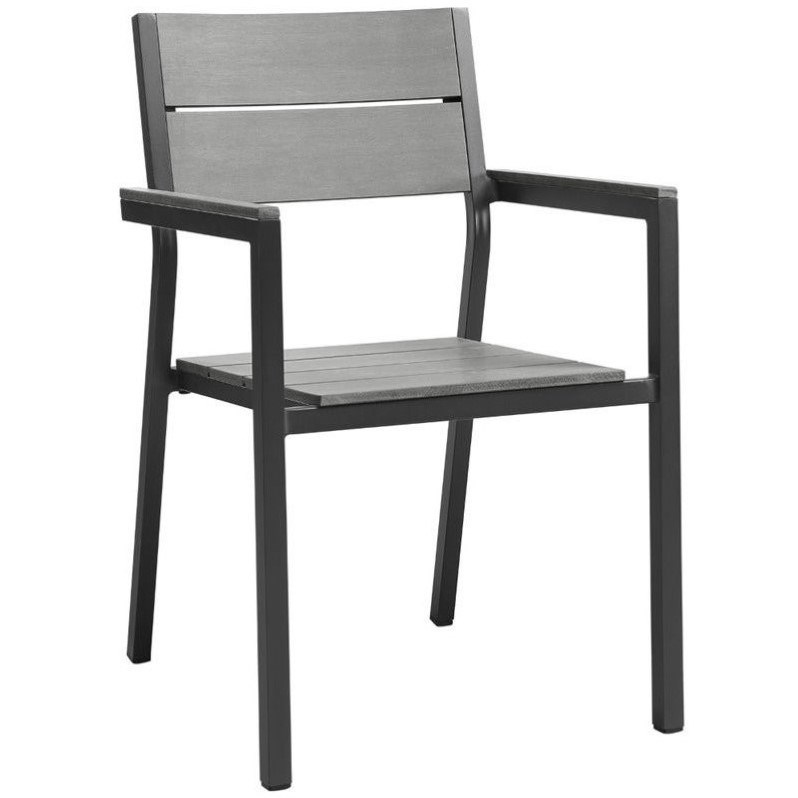 Modway Maine Outdoor Dining Armchair in Brown and Gray