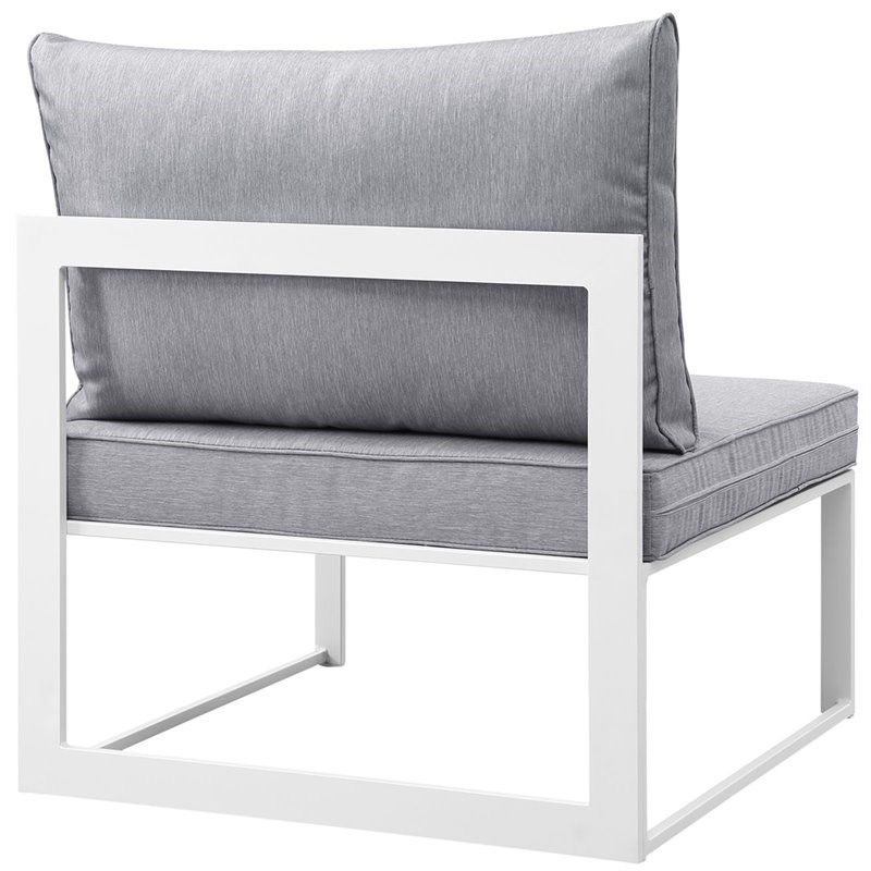 Modway Fortuna Patio Armless Chair in Gray and White