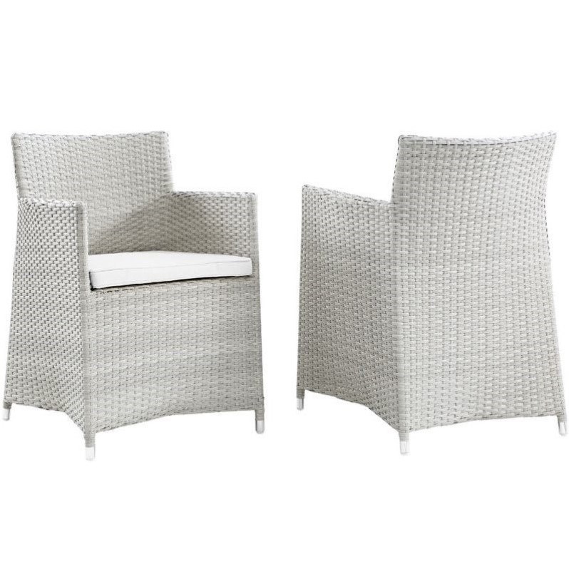 Modway Junction Outdoor Wicker Armchair in Gray and White (Set of 2)