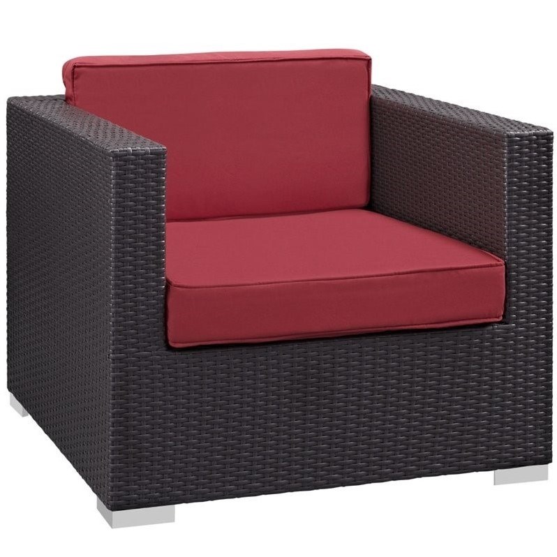 Modway Convene 5 Piece Outdoor Sofa Set in Espresso and Red