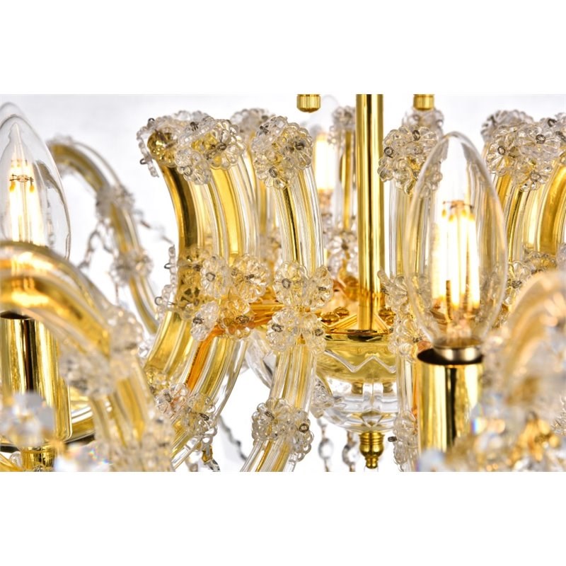 Elegant Lighting Maria Theresa 6 Light Royal Cut Semi Flush Mount in Gold