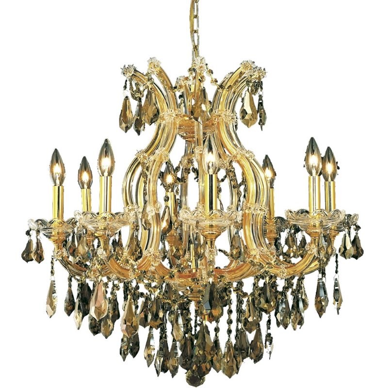 Elegant Lighting Maria Theresa 9 Light Royal Cut Crystal Chandelier in Gold