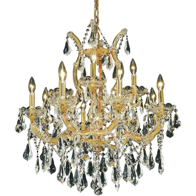 Elegant Lighting Maria Theresa 13 Light Royal Cut Crystal Chandelier in Gold