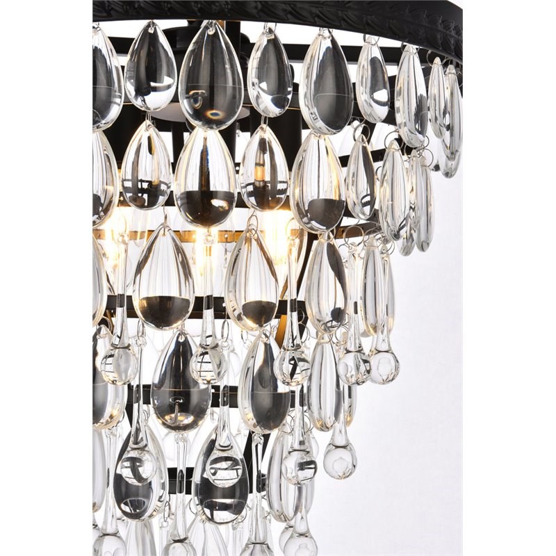 Elegant Lighting Nordic 3-Lights Contemporary Iron and Glass Pendant in Black