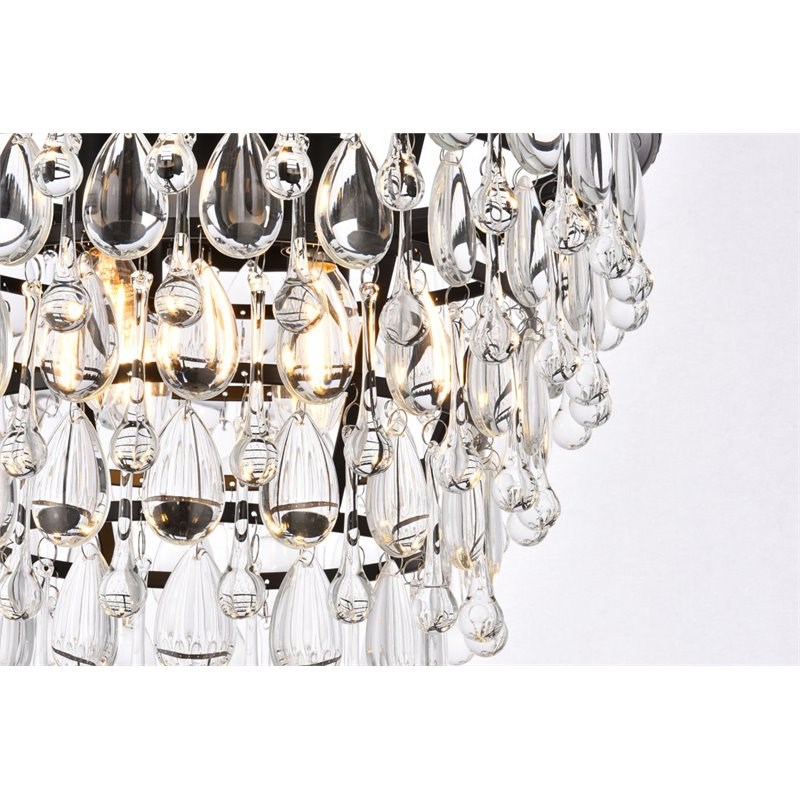 Elegant Lighting Nordic 4-Lights Contemporary Iron and Glass Pendant in Black