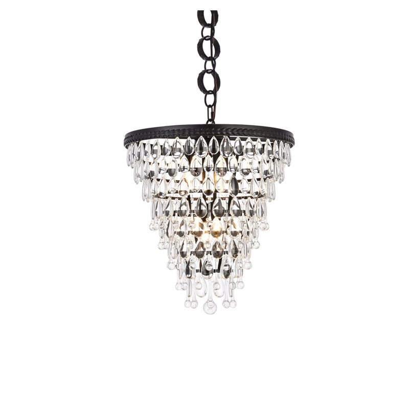 Elegant Lighting Nordic 5-Lights Contemporary Iron and Glass Pendant in Black