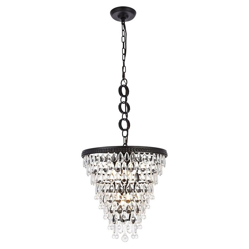 Elegant Lighting Nordic 5-Lights Contemporary Iron and Glass Pendant in Black