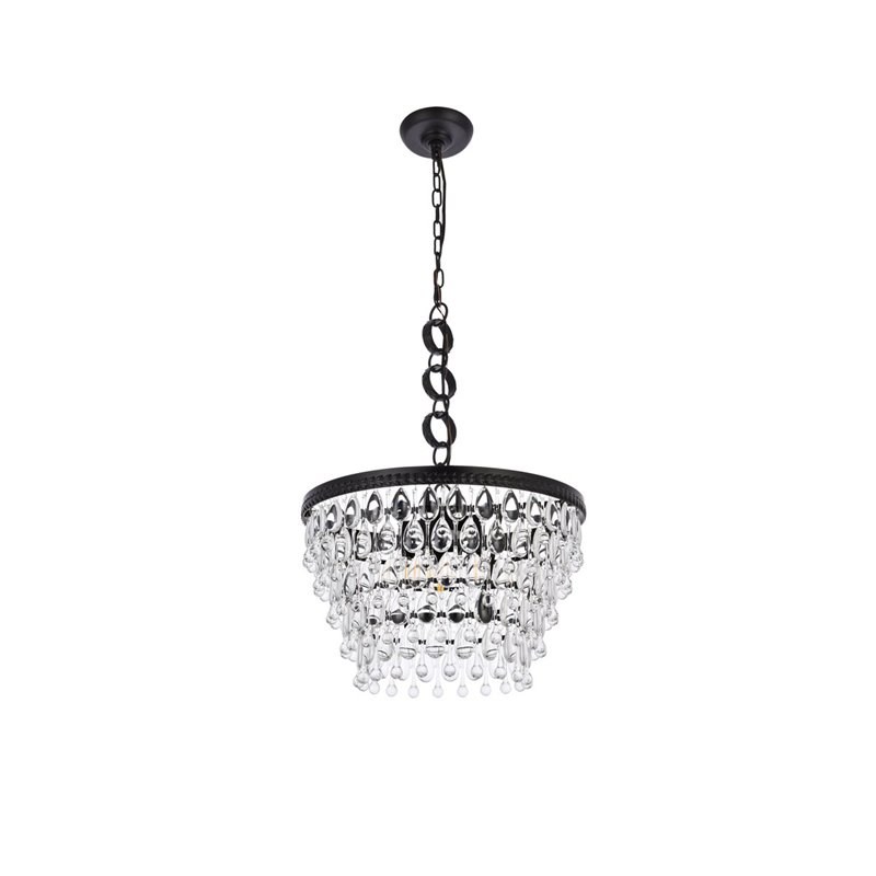 Elegant Lighting Nordic 5-Light Contemporary Iron and Glass Pendant in Black