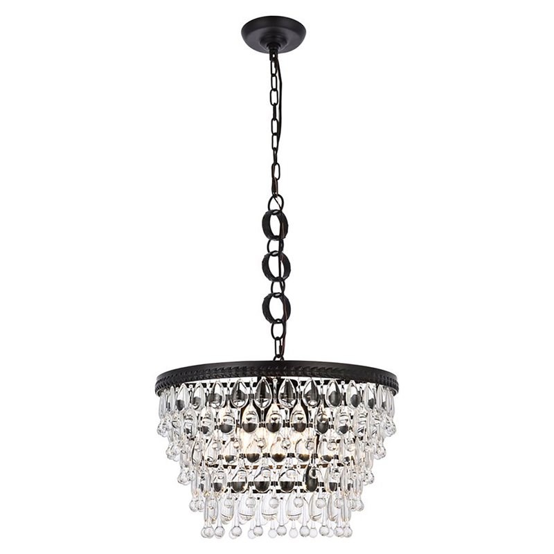 Elegant Lighting Nordic 5-Light Contemporary Iron and Glass Pendant in Black