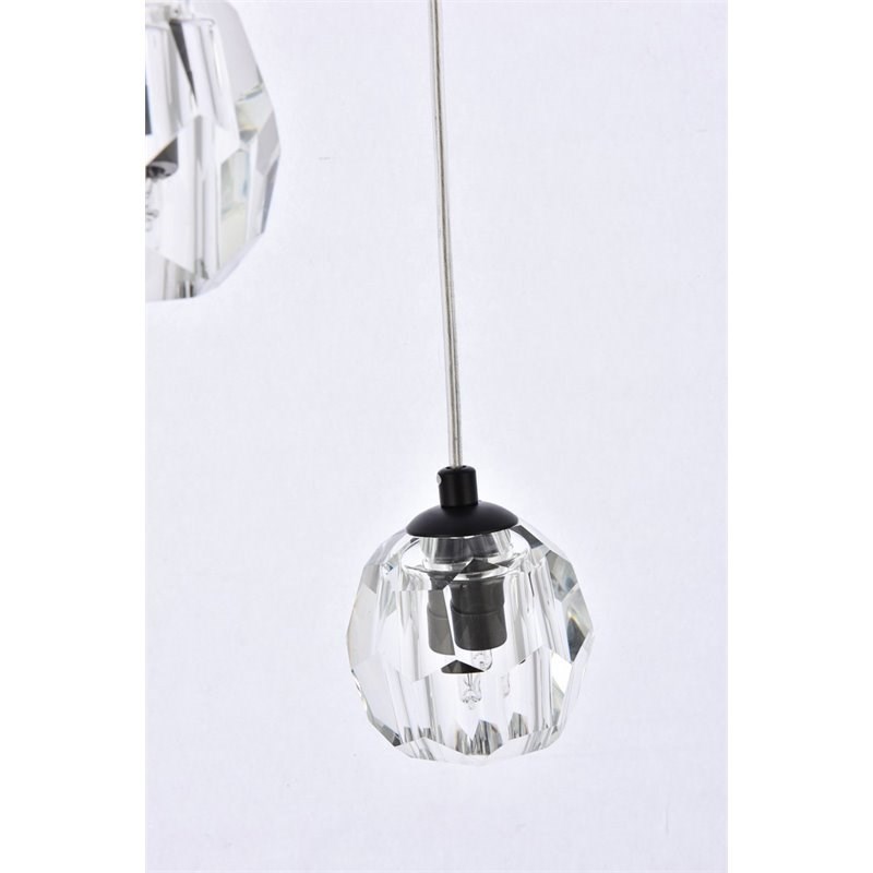 Elegant Lighting Eren 5-Light Stainless Steel and Crystal Glass Pendant in Black