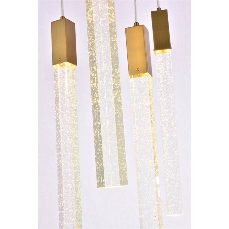 Elegant Lighting Weston 16-Lights Modern Metal and Crystal Pendant in Satin Gold