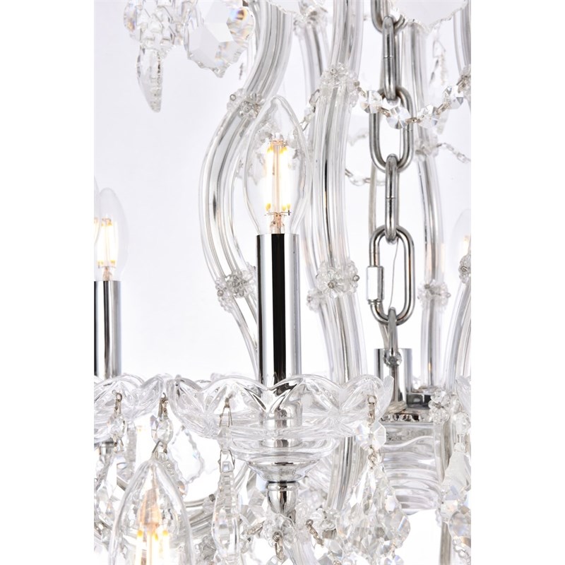 Elegant Lighting Maria Theresa 49-Light Crystal Glass Chandelier in Chrome/Clear