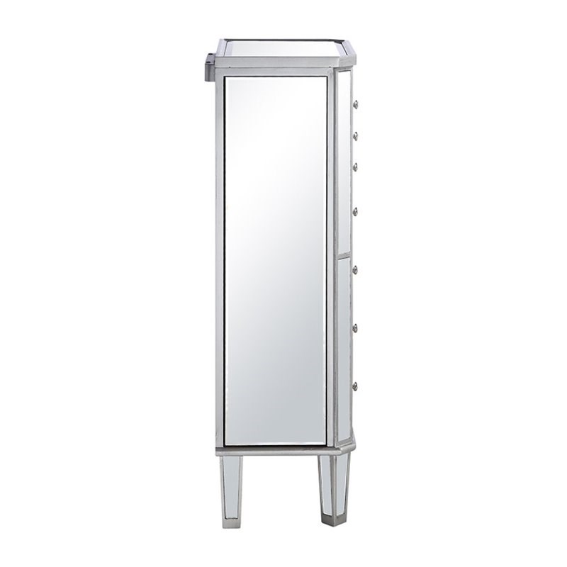 Elegant Lighting Danville 7 Drawer Mirrored Jewelry Armoire in Silver