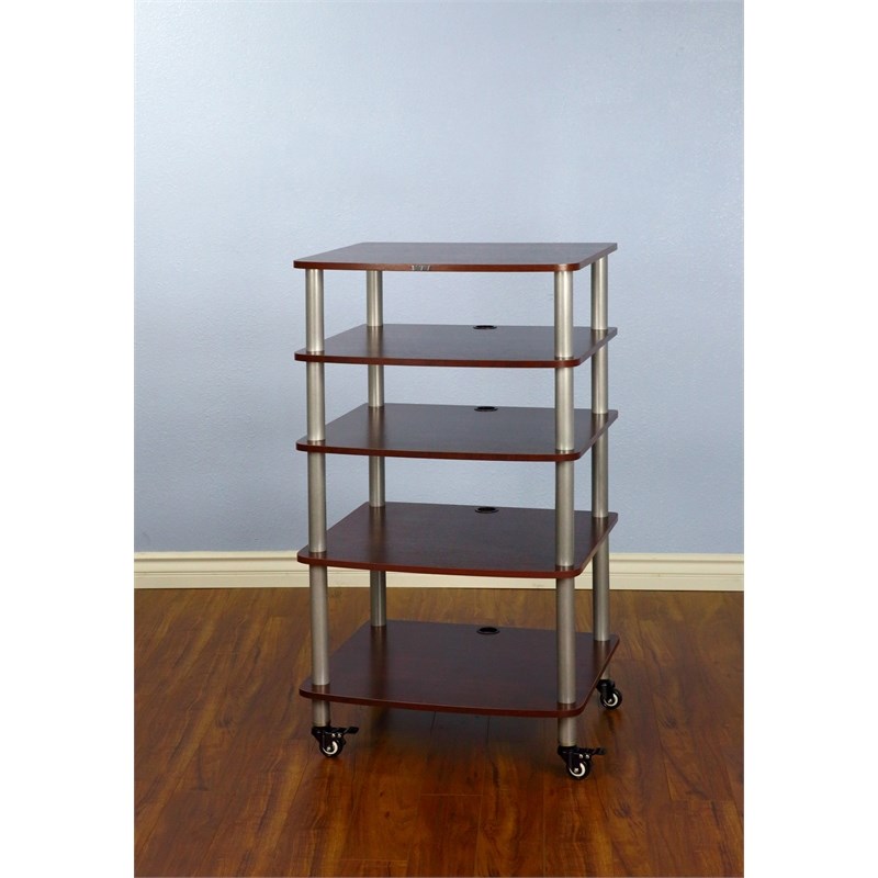 VTI AR405 5 Shelf Audio Rack with Casters-Silver / Black | Homesquare