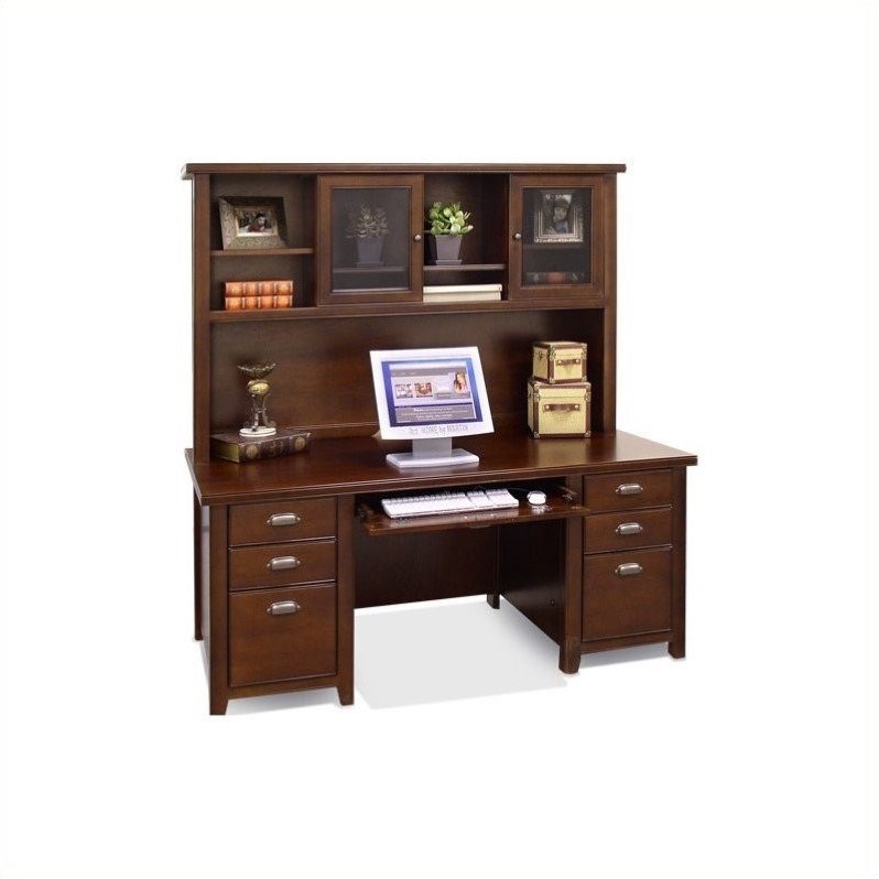 Martin Furniture Wood Executive Desk with Hutch in Cherry Homesquare