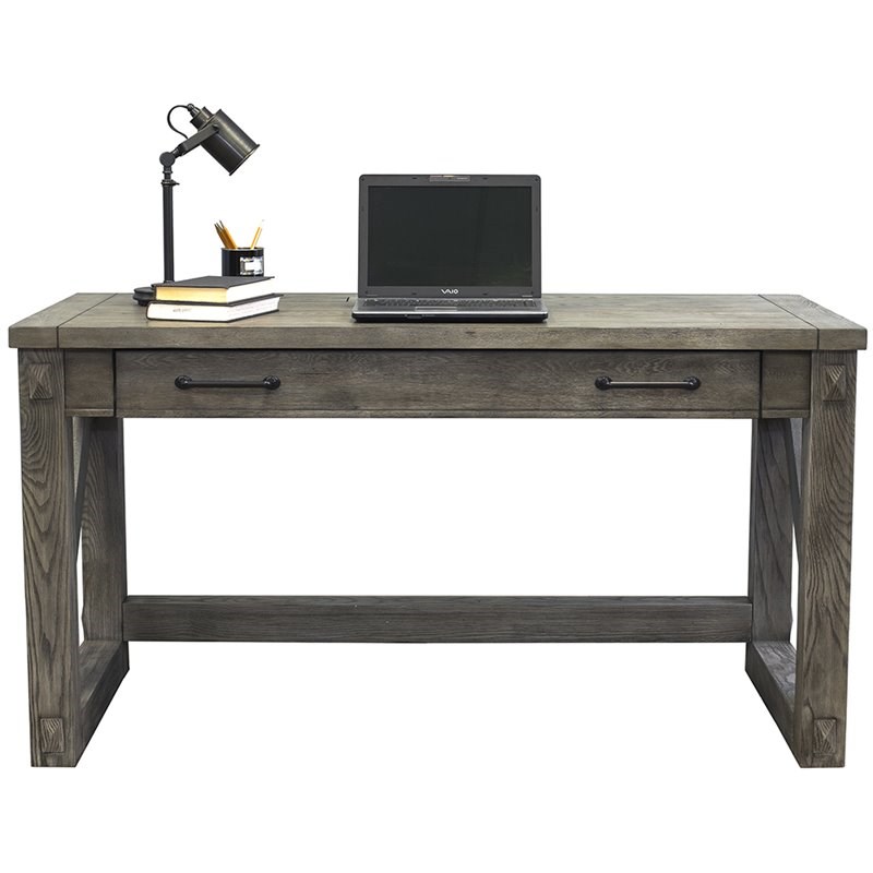 Martin Furniture Avondale Computer Desk in Gray and Weathered Oak