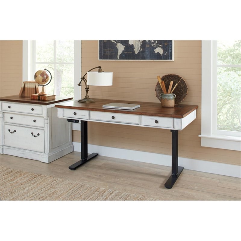 white and cherry desk