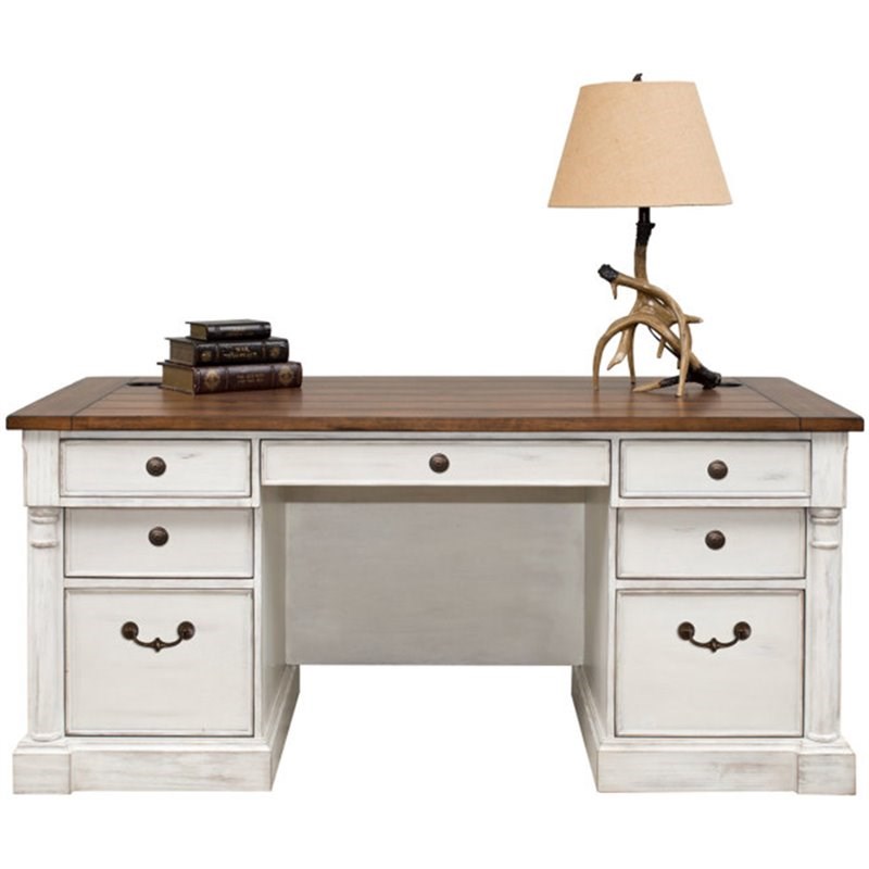 Martin Furniture Durham Executive Desk in Weathered White Homesquare