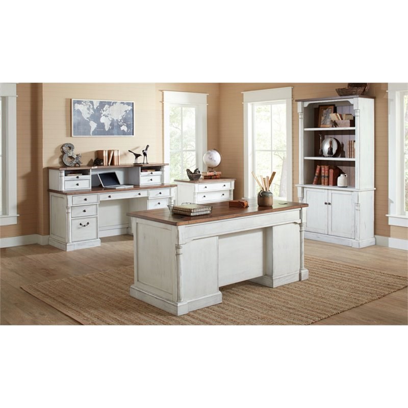 Martin Furniture Durham Executive Desk in Weathered White | Homesquare