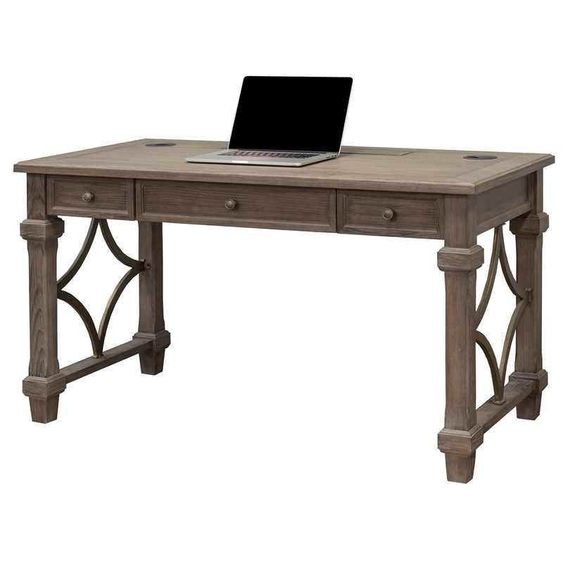Martin Furniture Carson Traditional Wood Writing Desk in Weathered Dove