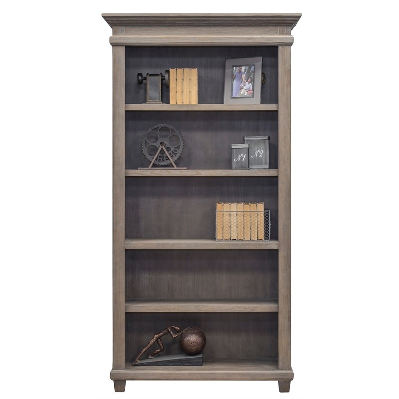 Martin Furniture Carson 5 Shelf Open Bookcase in Weathered Dove