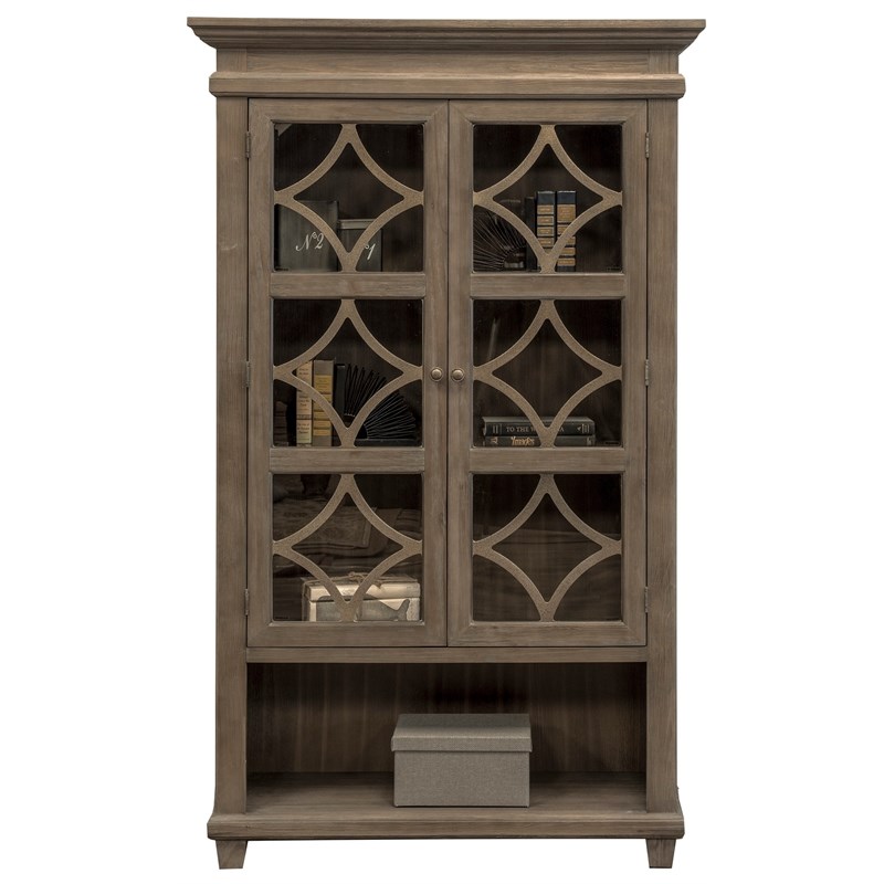 Martin Furniture Carson Glass Display Cabinet in Weathered Dove