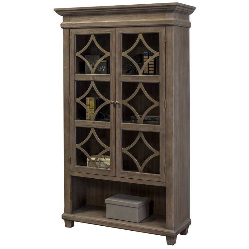 Martin Furniture Carson Glass Display Cabinet in Weathered Dove