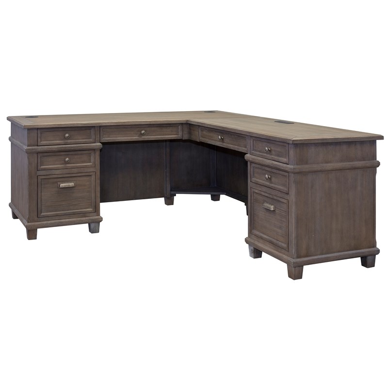 Martin Furniture Carson L-Shaped Desk in Weathered Dove