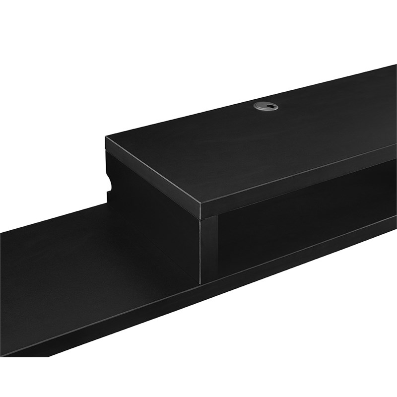 Asymmetrical Wall Mounted Wood TV Console Entertainment Center 60-inch Black