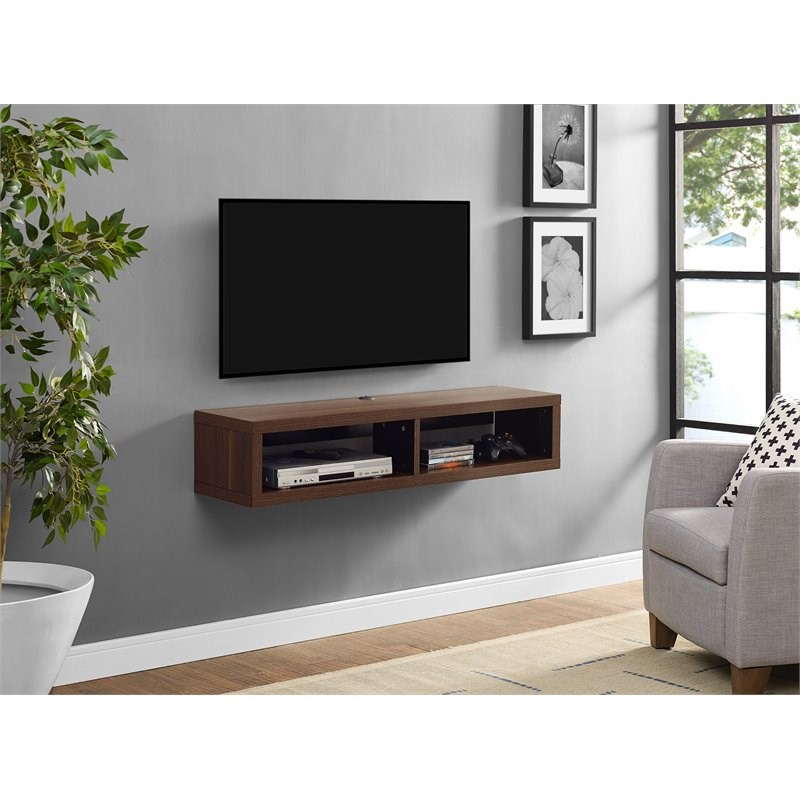 Wall Mounted Wood TV Console Entertainment Center Wall Decor 48-inch Brown
