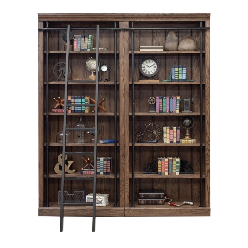 Martin Furniture Avondale 5-Adjustable Shelf 3 PC Tall Wood Bookcase in Wall Oak