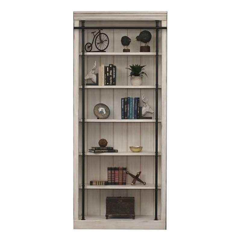 Martin Furniture Avondale Tall Wood Bookcase in Weathered White