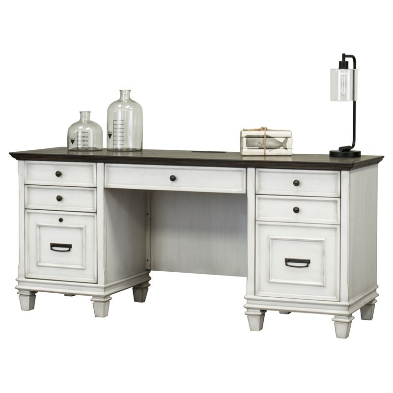 Martin Furniture Solid Wood Credenza Desk in White Homesquare