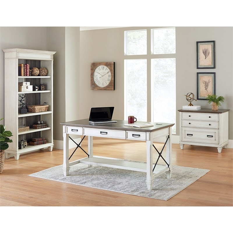 Martin Furniture Open Wood Bookcase in Weathered White