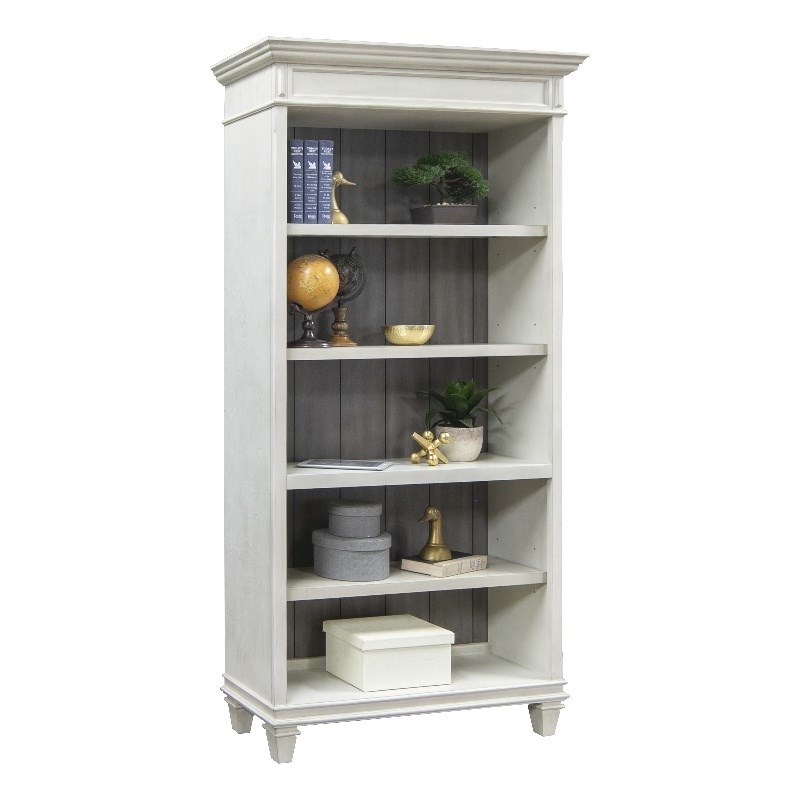 Martin Furniture Open Wood Bookcase in Weathered White