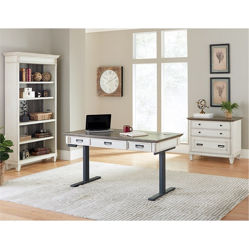 Martin Furniture Electric Wood Sit/Stand Desk in White