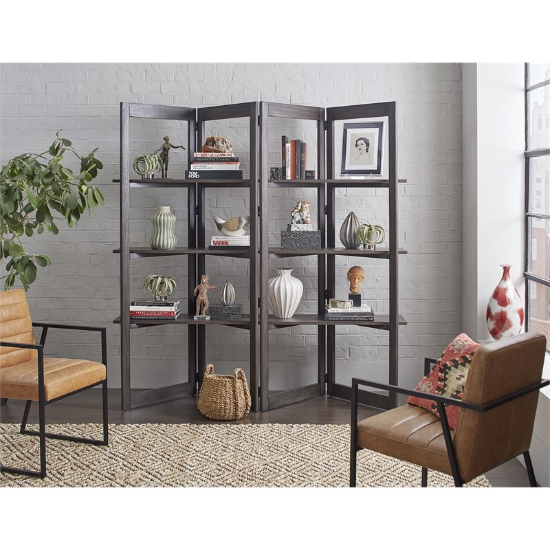 Woodford Solid Wood Bookcase Room, Dark Brown Wood Open Bookcase