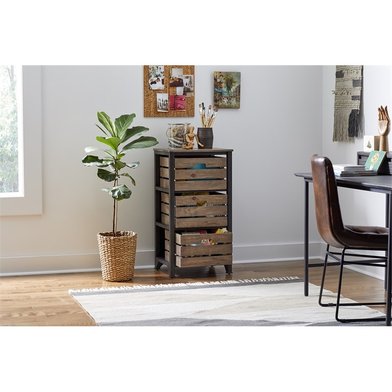 Sullivan Rustic Storage Chest With Removable Wood Crates Brown