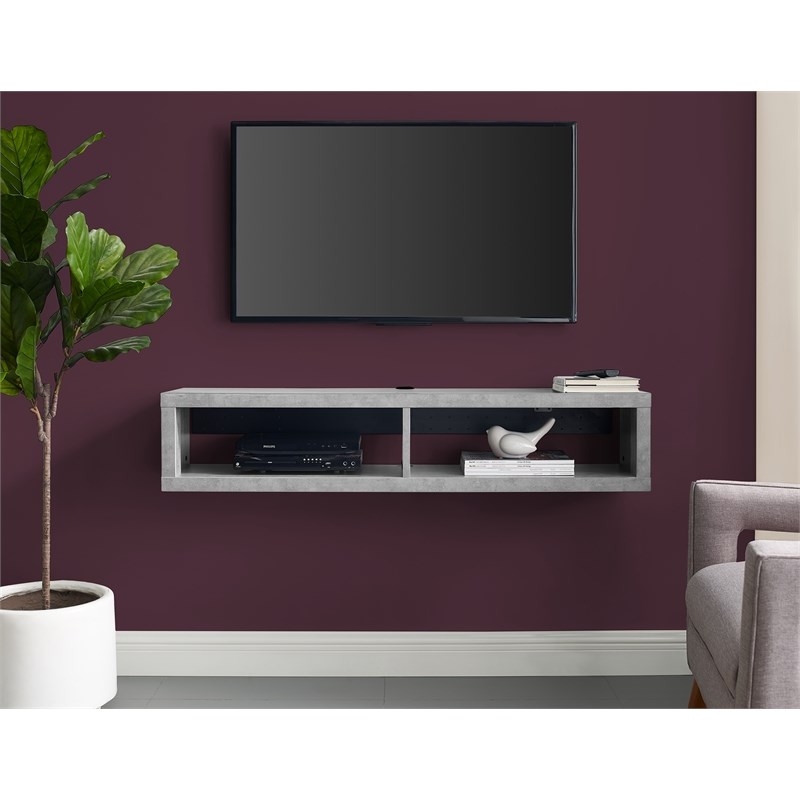 Wall Mounted Wood TV Console Entertainment Center Wall Decor 48-inch Gray