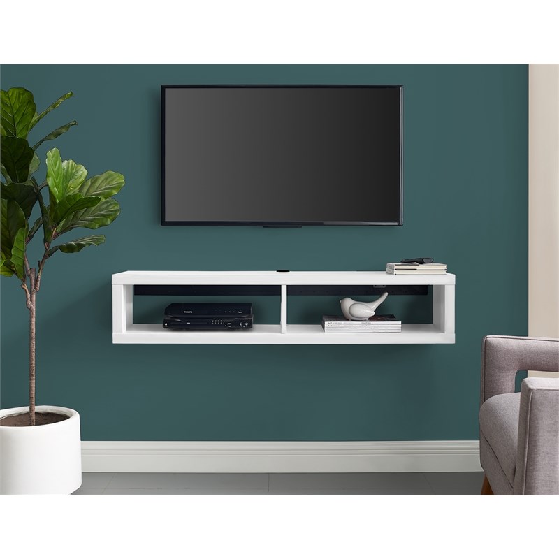 Wall Mounted Wood TV Console Entertainment Center Wall Decor 48-inch White