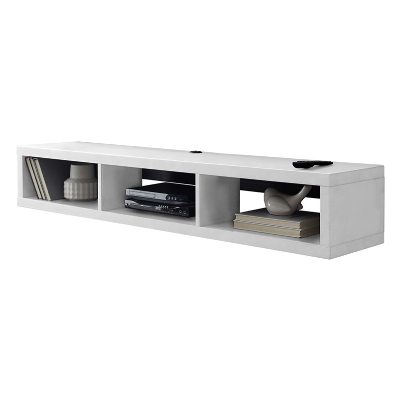Wall Mounted Wood TV Console Entertainment Center Wall Decor 60-inch White