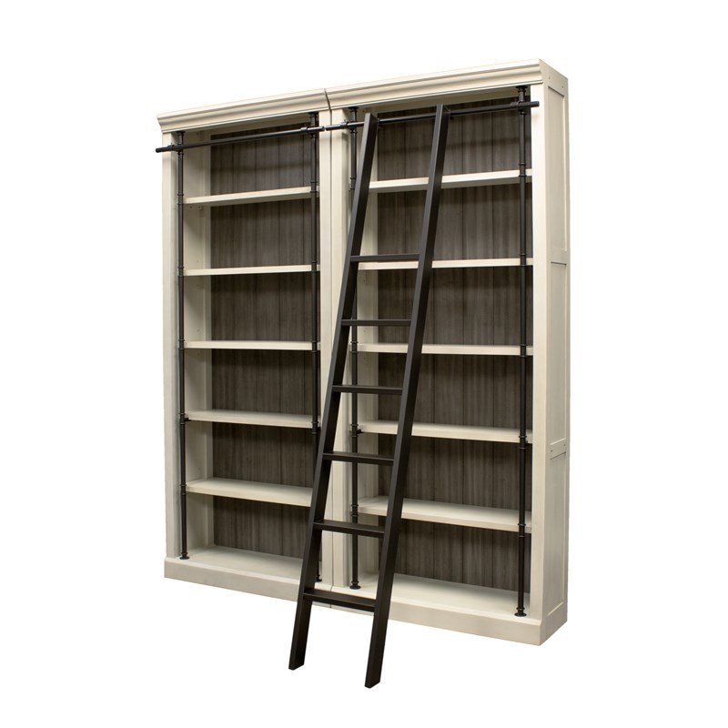 Fully Assembled 8" Tall Bookcase Wall With Ladder Wood Bookcase White Homesquare