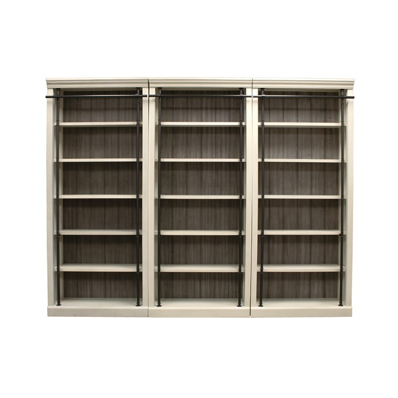 Fully Assembled 8" Tall Bookcase Wall With Ladder Wood Bookcase White