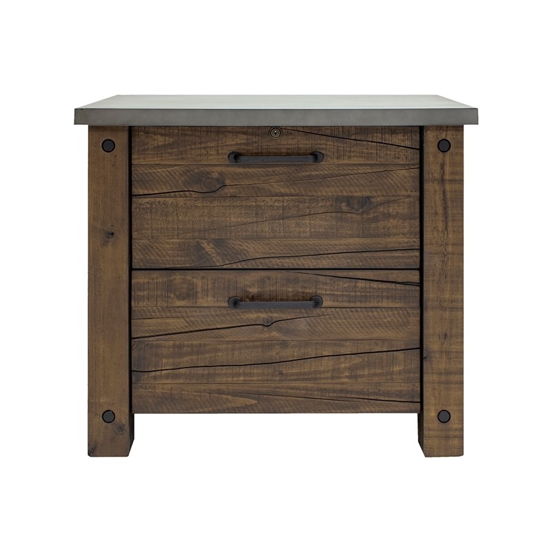 Rustic Wood Lateral File With Locking Legal/Letter File Drawer Brown