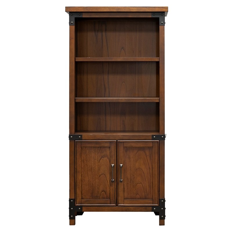 Rustic Open Wood Bookcase Office Shelving Storage Cabinet Fully Assembled Brown