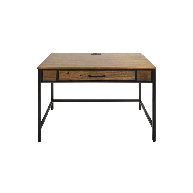 Industrial Wood Writing Desk Writing Table Office Desk Power center Brown