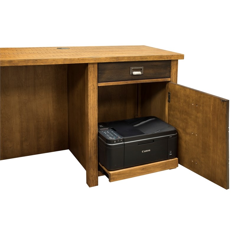 Rustic wood L-desk and return writing table office desk brown