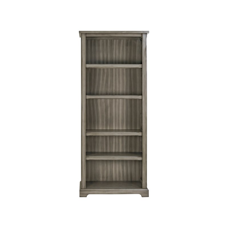 Traditional Open Wood Bookcase Three Adjustable Shelves Storage Cabinet Gray