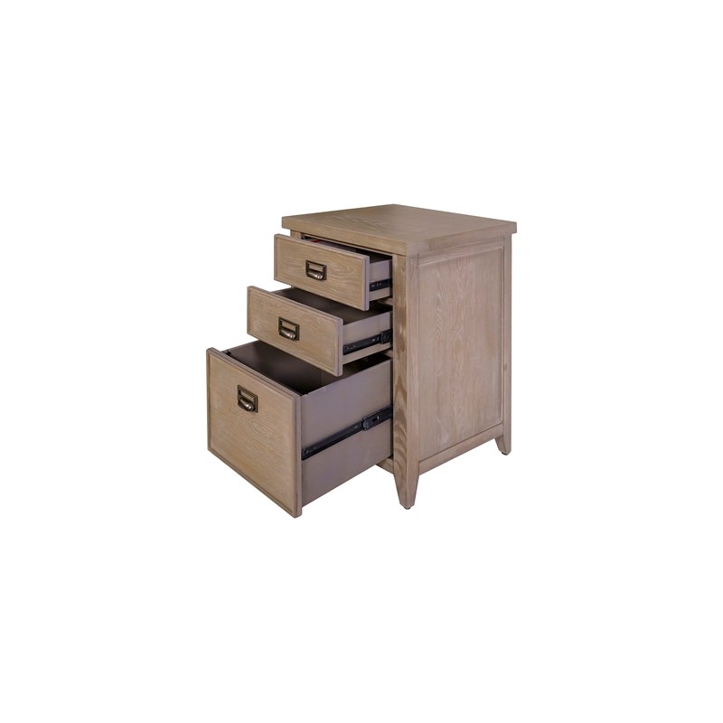 Farmouse Three Drawer Wood File Cabinet Office Storage Light Brown